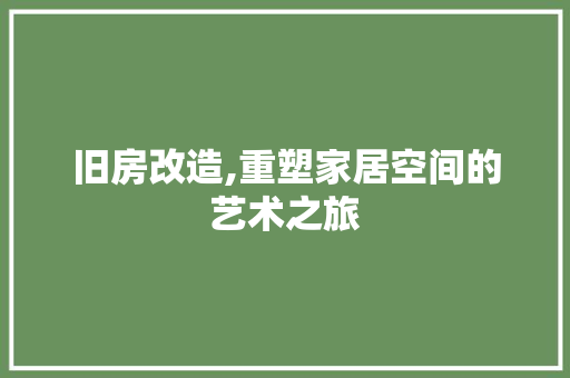 旧房改造,重塑家居空间的艺术之旅