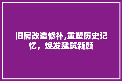 旧房改造修补,重塑历史记忆，焕发建筑新颜 地面装修