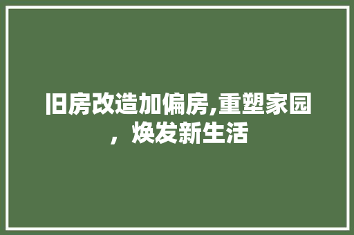 旧房改造加偏房,重塑家园，焕发新生活