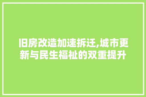 旧房改造加速拆迁,城市更新与民生福祉的双重提升 庭院装修