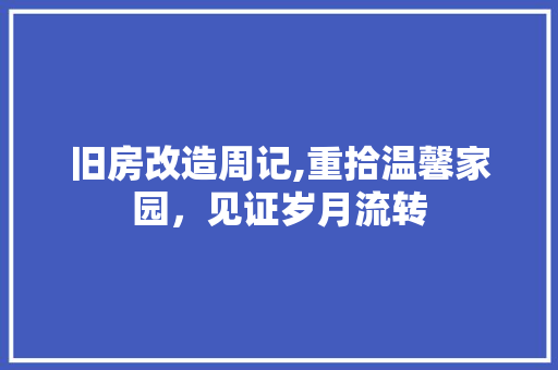 旧房改造周记,重拾温馨家园，见证岁月流转