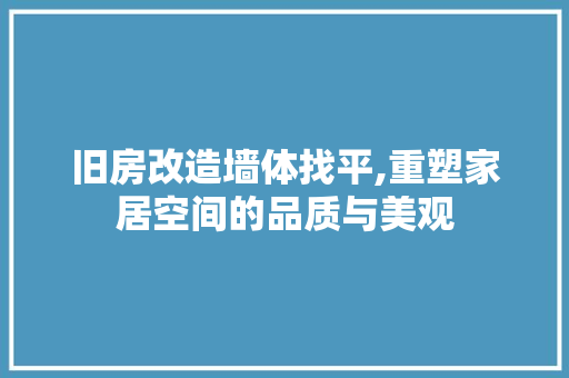 旧房改造墙体找平,重塑家居空间的品质与美观 墙面装饰 旧房改造墙体找平,重塑家居空间的品质与美观 墙面装饰