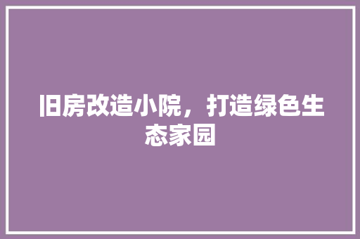 旧房改造小院，打造绿色生态家园
