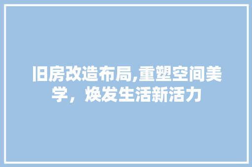 旧房改造布局,重塑空间美学，焕发生活新活力
