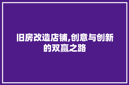 旧房改造店铺,创意与创新的双赢之路