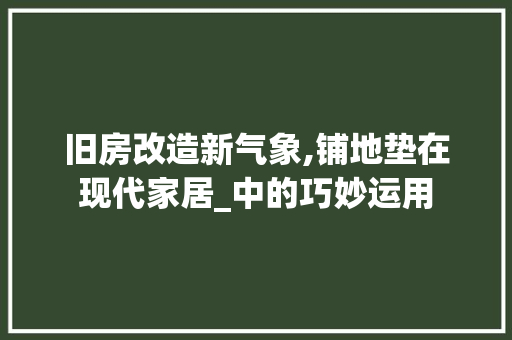 旧房改造新气象,铺地垫在现代家居_中的巧妙运用 庭院装修