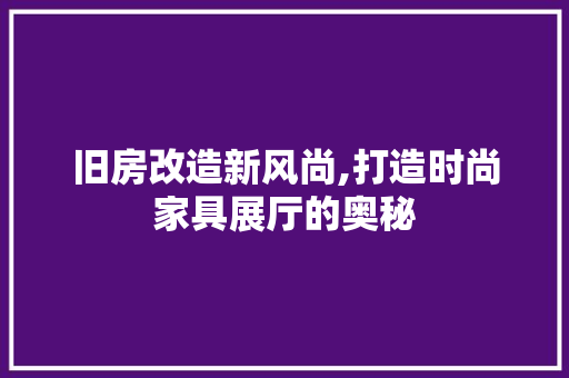 旧房改造新风尚,打造时尚家具展厅的奥秘