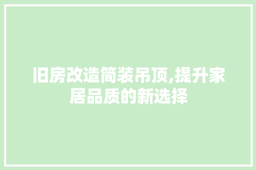 旧房改造简装吊顶,提升家居品质的新选择