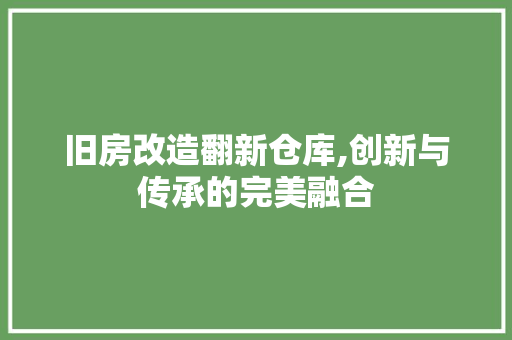 旧房改造翻新仓库,创新与传承的完美融合