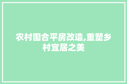 农村围合平房改造,重塑乡村宜居之美