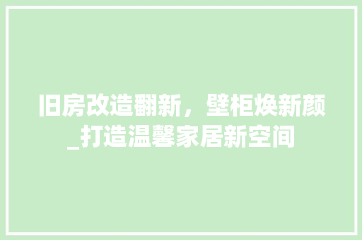 旧房改造翻新，壁柜焕新颜_打造温馨家居新空间