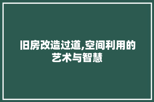 旧房改造过道,空间利用的艺术与智慧