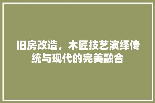 旧房改造，木匠技艺演绎传统与现代的完美融合