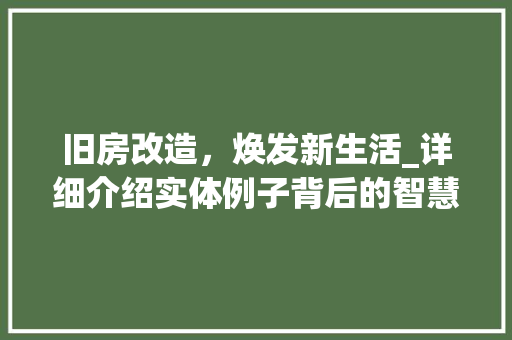 旧房改造，焕发新生活_详细介绍实体例子背后的智慧与创新