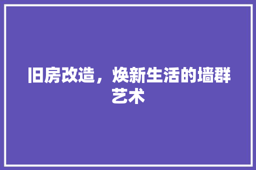 旧房改造，焕新生活的墙群艺术