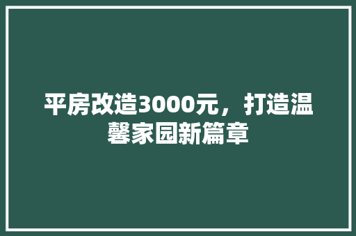 平房改造3000元，打造温馨家园新篇章 装修材料