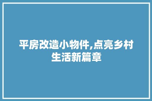 平房改造小物件,点亮乡村生活新篇章