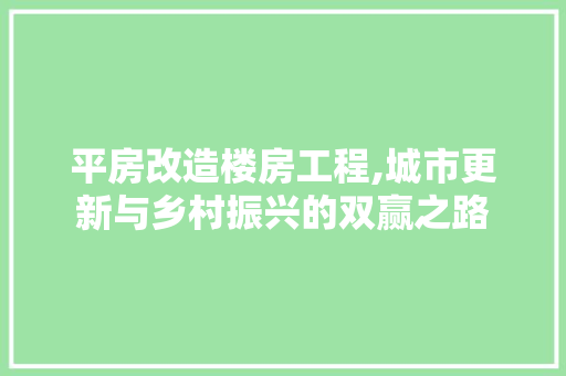 平房改造楼房工程,城市更新与乡村振兴的双赢之路