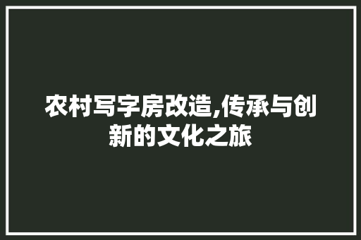 农村写字房改造,传承与创新的文化之旅