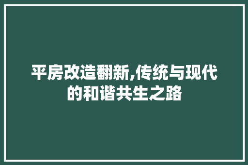 平房改造翻新,传统与现代的和谐共生之路