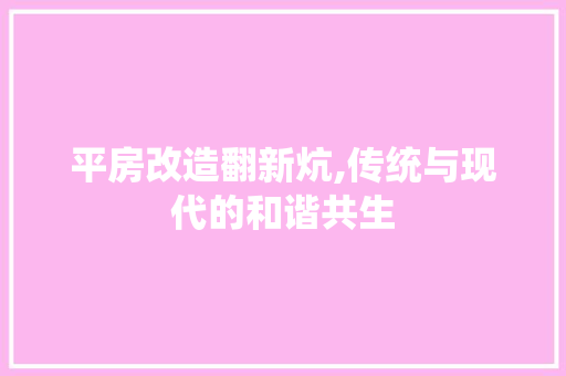 平房改造翻新炕,传统与现代的和谐共生