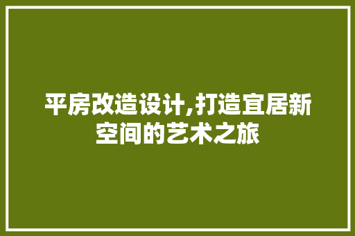 平房改造设计,打造宜居新空间的艺术之旅