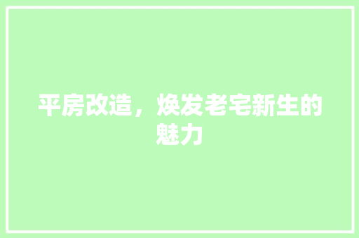 平房改造，焕发老宅新生的魅力 墙面装饰