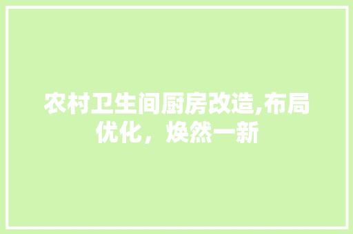 农村卫生间厨房改造,布局优化，焕然一新