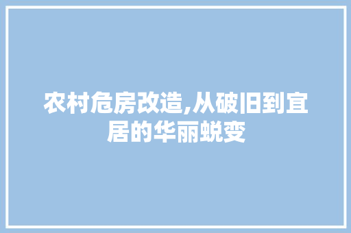 农村危房改造,从破旧到宜居的华丽蜕变