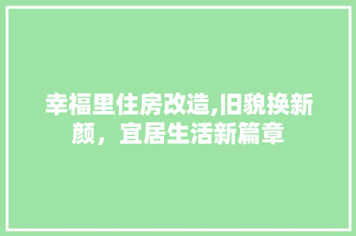 幸福里住房改造,旧貌换新颜，宜居生活新篇章