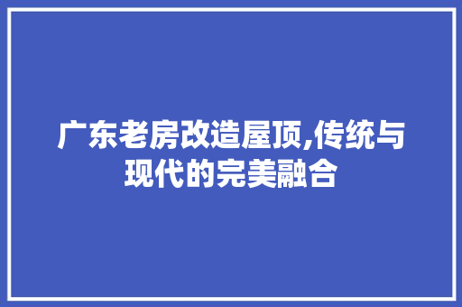 广东老房改造屋顶,传统与现代的完美融合