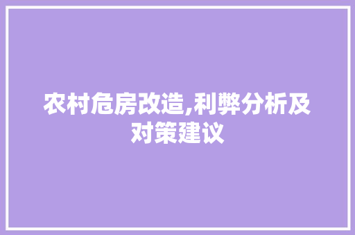 农村危房改造,利弊分析及对策建议