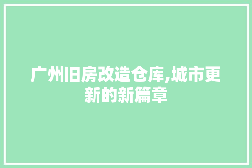 广州旧房改造仓库,城市更新的新篇章