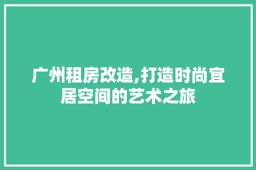 广州租房改造,打造时尚宜居空间的艺术之旅