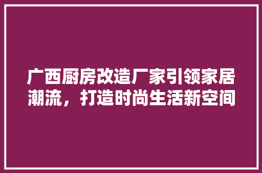 广西厨房改造厂家引领家居潮流,打造时尚生活新空间