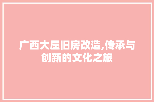 广西大屋旧房改造,传承与创新的文化之旅 地面装修