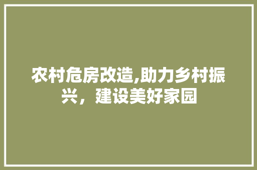农村危房改造,助力乡村振兴，建设美好家园