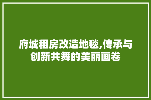 府城租房改造地毯,传承与创新共舞的美丽画卷
