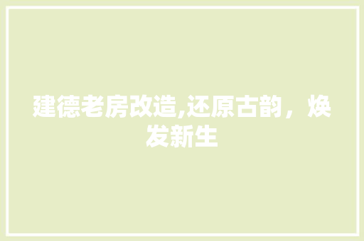 建德老房改造,还原古韵，焕发新生 庭院装修