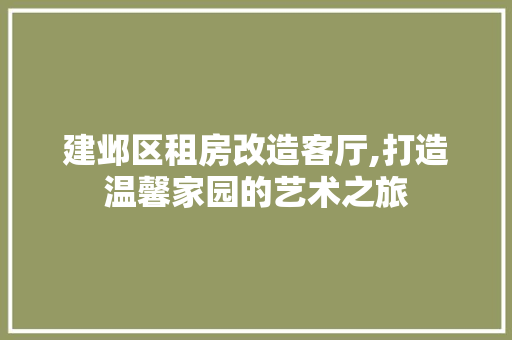 建邺区租房改造客厅,打造温馨家园的艺术之旅
