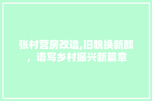 张村营房改造,旧貌换新颜，谱写乡村振兴新篇章