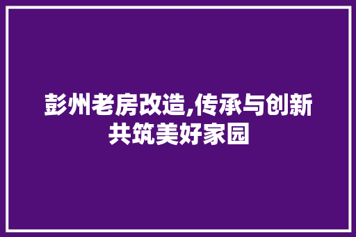 彭州老房改造,传承与创新共筑美好家园 装修材料