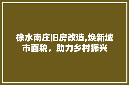 徐水南庄旧房改造,焕新城市面貌，助力乡村振兴