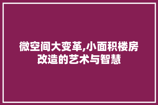 微空间大变革,小面积楼房改造的艺术与智慧