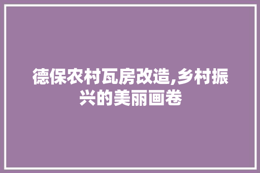 德保农村瓦房改造,乡村振兴的美丽画卷