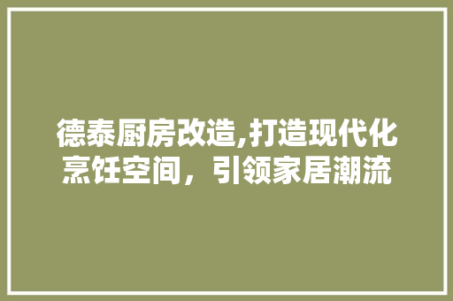 德泰厨房改造,打造现代化烹饪空间，引领家居潮流