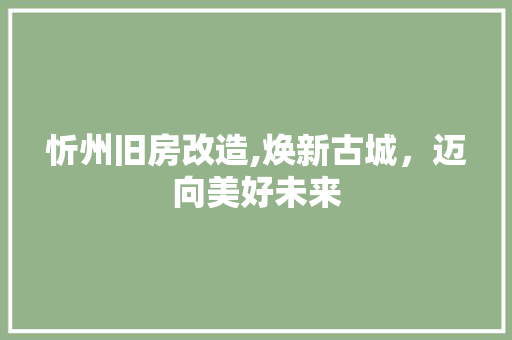 忻州旧房改造,焕新古城，迈向美好未来