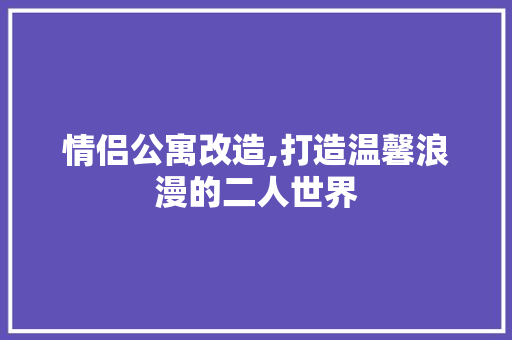情侣公寓改造,打造温馨浪漫的二人世界