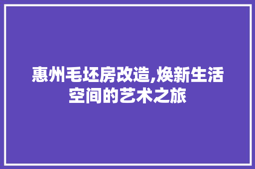 惠州毛坯房改造,焕新生活空间的艺术之旅 景观设计