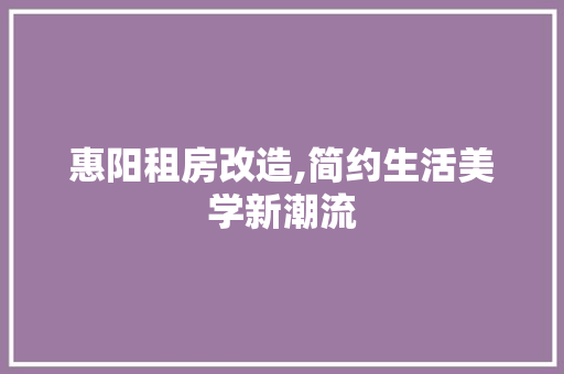 惠阳租房改造,简约生活美学新潮流